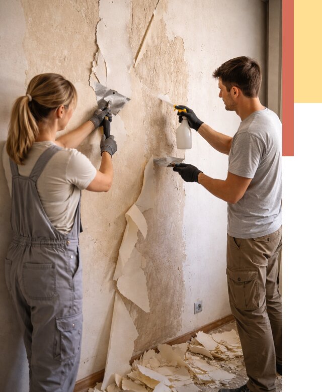 Снятие старых обоев в Пскове от 5329 руб. под ключ недорого | ОТДЕЛОЧНИК-Пск