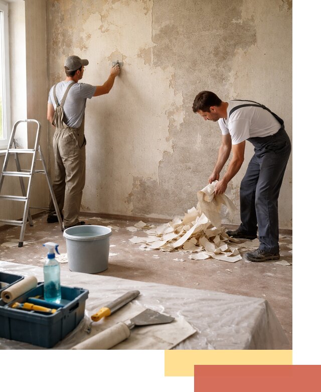 Снятие старых обоев в Пскове быстро и качественно