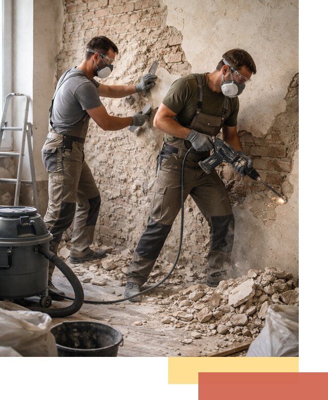 Демонтаж штукатурки со стен в Пскове быстро и аккуратно