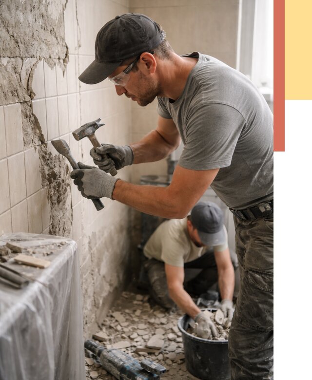 Демонтаж плитки со стен в Пскове от 863 руб. — быстро и недорого | ОТДЕЛОЧНИК-Пск