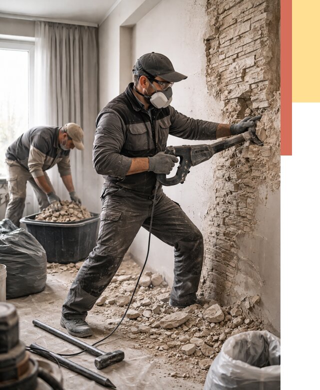 Демонтаж декоративного камня в Пскове от 1472 руб/м² — быстро и недорого | ОТДЕЛОЧНИК-Пск