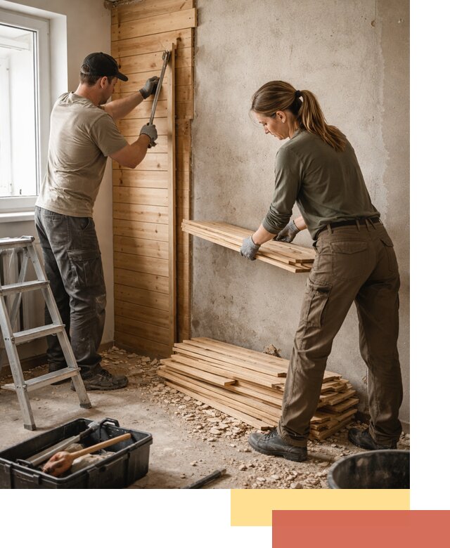 Демонтаж вагонки со стен в Пскове — профессиональный демонтаж