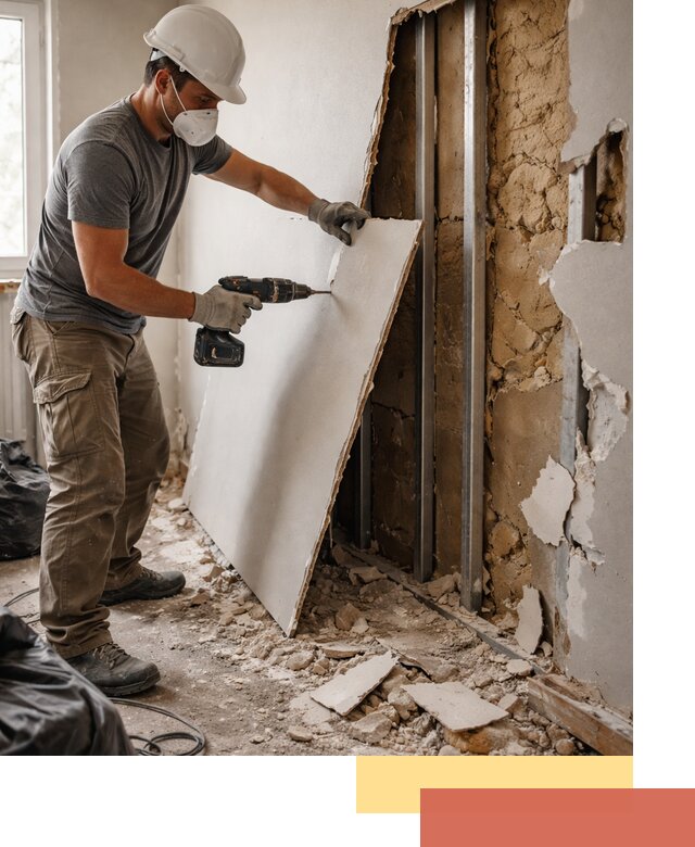 Демонтаж гипсокартона со стен в Пскове качественно и быстро