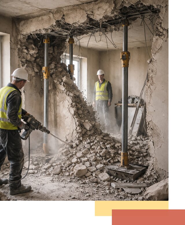 Снос несущих стен в Пскове с гарантией безопасности и качества