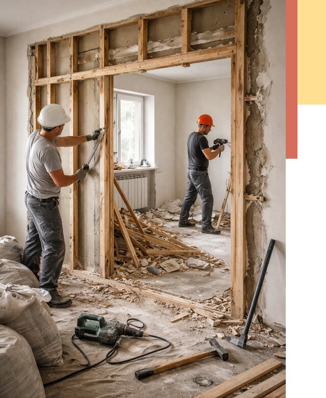 Демонтаж деревянных перегородок в Пскове от 3248 руб. — быстро и недорого | ОТДЕЛОЧНИК-Пск