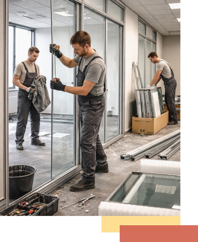 Демонтаж стеклянных перегородок в Пскове быстро и безопасно