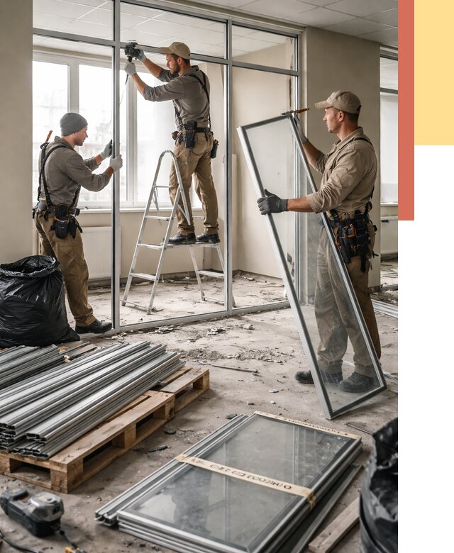 Демонтаж алюминиевых перегородок в Пскове от 4263 руб. — быстро и недорого | ОТДЕЛОЧНИК-Пск