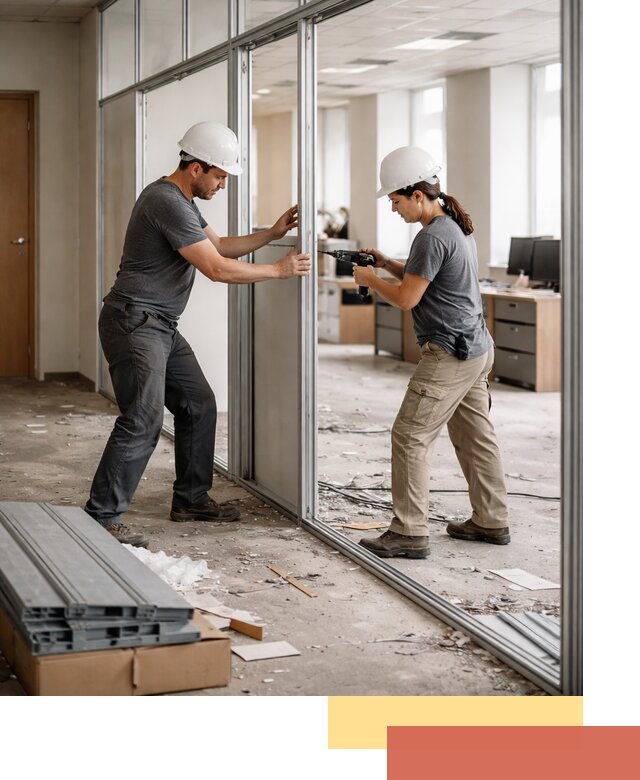 Демонтаж алюминиевых перегородок в Пскове быстро и аккуратно