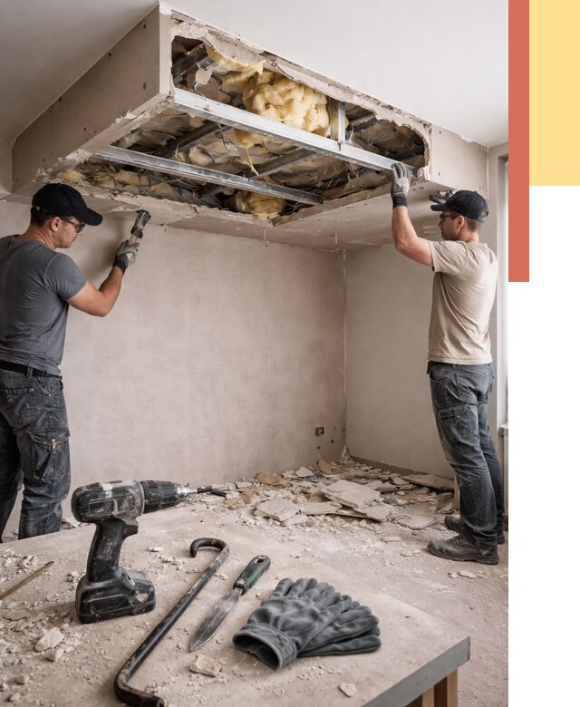 Демонтаж короба из гипсокартона в Пскове от 1543 руб. — быстро и недорого | ОТДЕЛОЧНИК-Пск