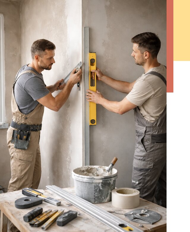 Выведение углов стен в Пскове от 1878 руб. быстро и недорого | ОТДЕЛОЧНИК-Пск