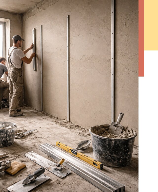 Штукатурка стен по маякам в Пскове от 5583 руб./м² — выравнивание под ключ | ОТДЕЛОЧНИК-Пск