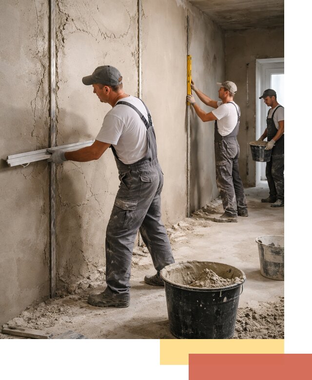 Штукатурка стен по маякам в Пскове — точная и ровная поверхность