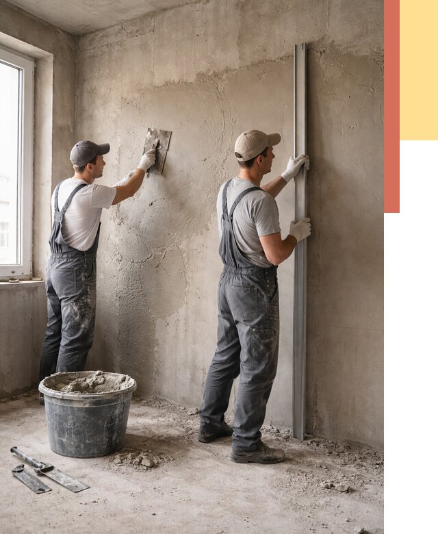 Штукатурка бетонных стен в Пскове от 4568 руб/м² — качественно и быстро | ОТДЕЛОЧНИК-Пск