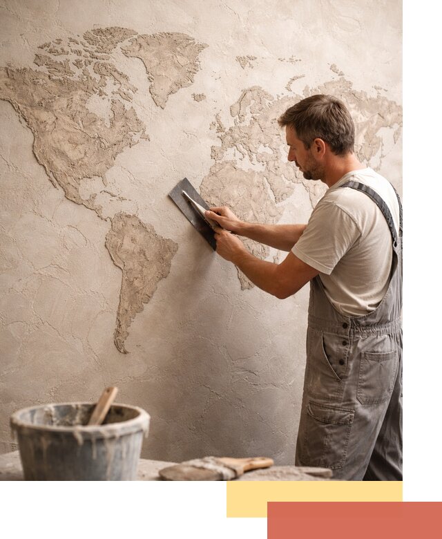 Декоративная штукатурка «Карта мира» под ключ в Пскове