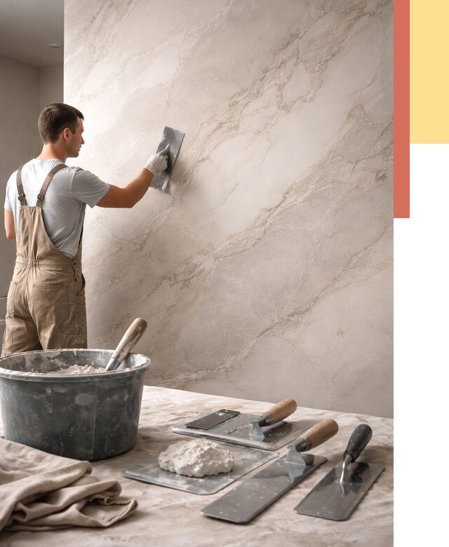 Декоративная штукатурка под мрамор в Пскове от 2842 руб./м² — быстро и недорого | ОТДЕЛОЧНИК-Пск