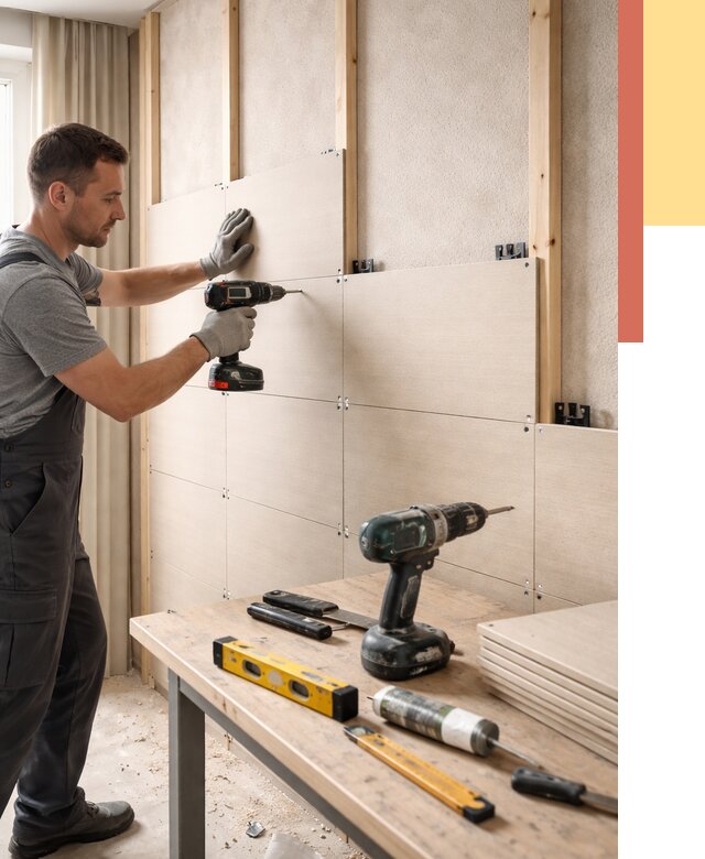 Монтаж МДФ панелей на стены в Пскове от 1269 руб. под ключ | ОТДЕЛОЧНИК-Пск