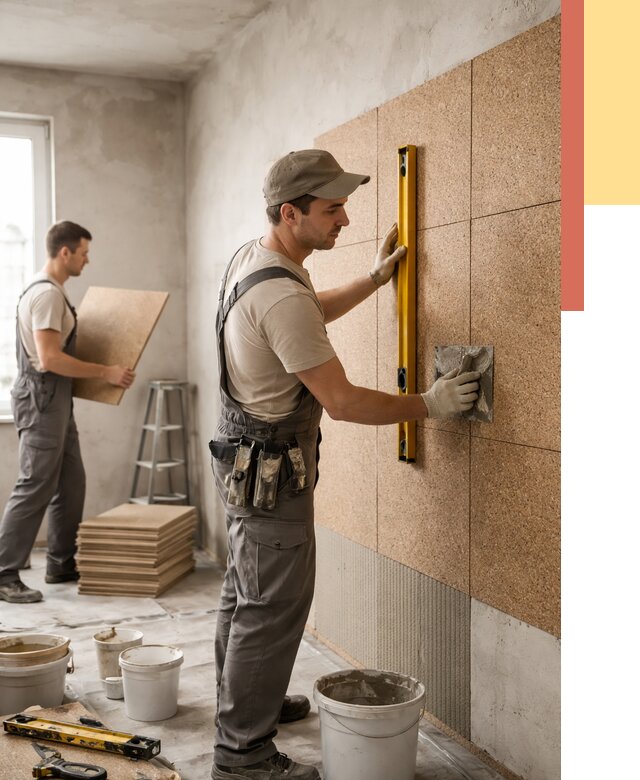 Монтаж пробковых панелей на стены в Пскове от 3553 руб. — ОТДЕЛОЧНИК-Пск