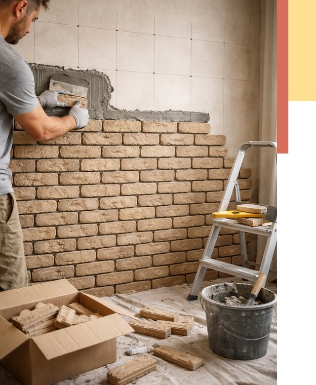 Монтаж декоративного кирпича в Пскове от 3248 руб./м² — быстро и недорого | ОТДЕЛОЧНИК-Пск