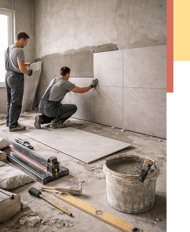 Облицовка стен керамогранитом в Пскове от 4263 руб./м² — услуги под ключ | ОТДЕЛОЧНИК-Пск