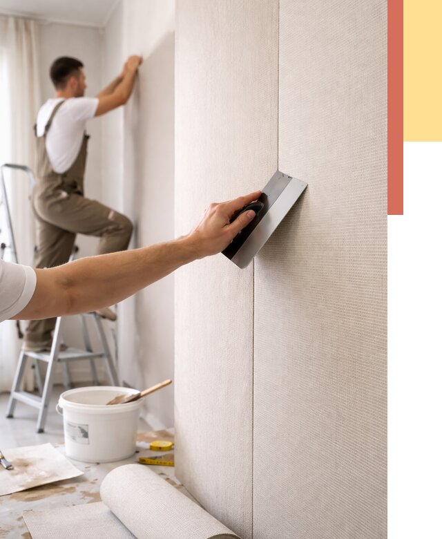 Поклейка текстильных обоев в Пскове от 4568 руб. под ключ | ОТДЕЛОЧНИК-Пск