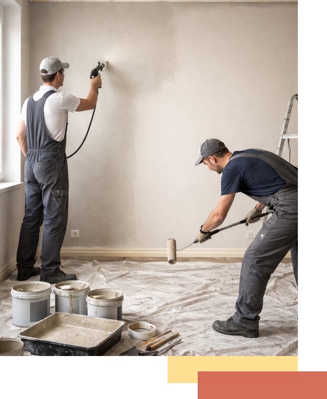 Покраска стен моющейся краской и защита поверхностей в Пскове