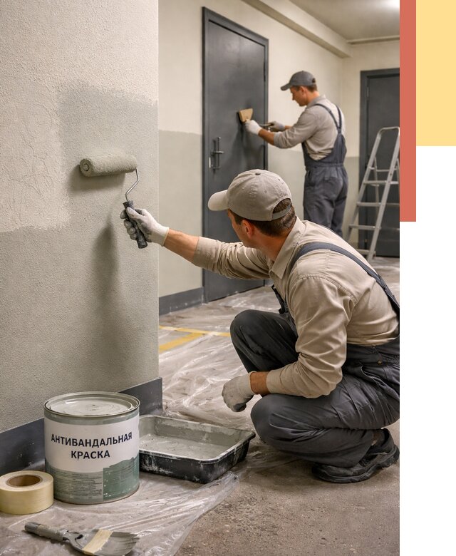 Покраска стен антивандальной краской в Пскове от 4568 руб./м² под ключ | ОТДЕЛОЧНИК-Пск