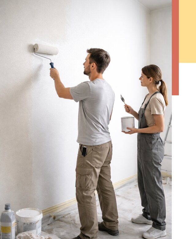 Окраска стен по стеклохолсту в Пскове от 4568 руб/м² под ключ | ОТДЕЛОЧНИК-Пск