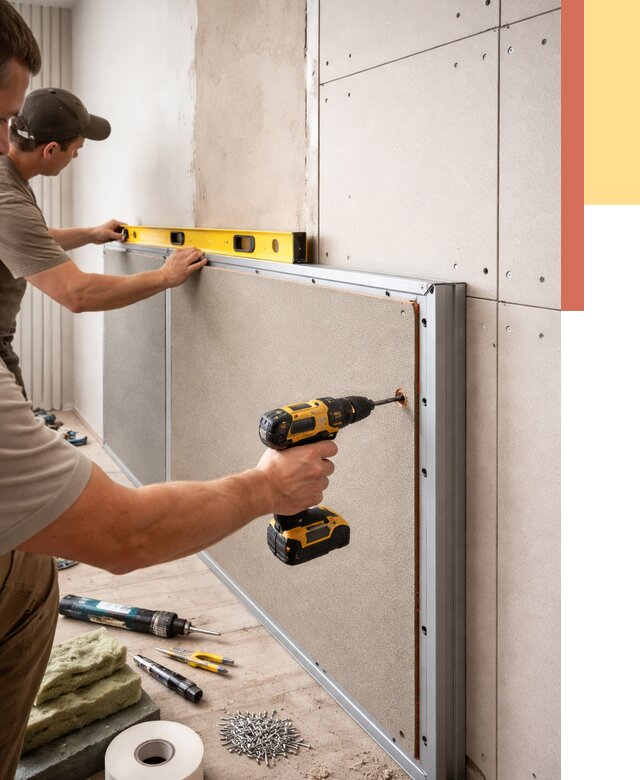 Шумоизоляция стен панелями ЗИПС в Пскове от 2233 руб./м² под ключ | ОТДЕЛОЧНИК-Пск