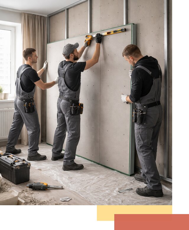 Шумоизоляция стен панелями ЗИПС в Пскове для жилых и коммерческих помещений