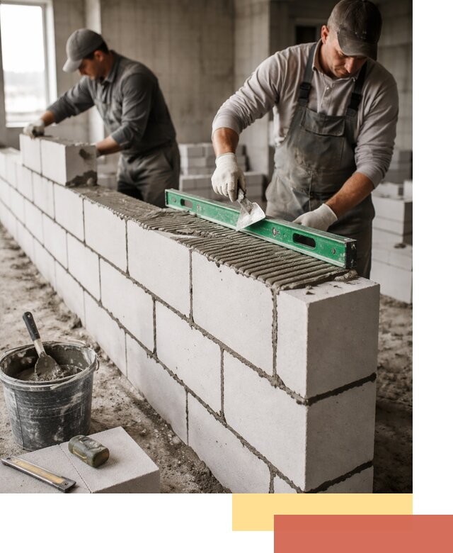 Кладка перегородок из газобетона в Пскове быстро и качественно