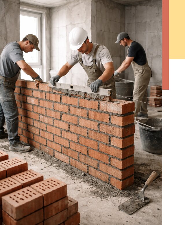 Кладка перегородок из кирпича в Пскове от 3553 руб. за м² | ОТДЕЛОЧНИК-Пск