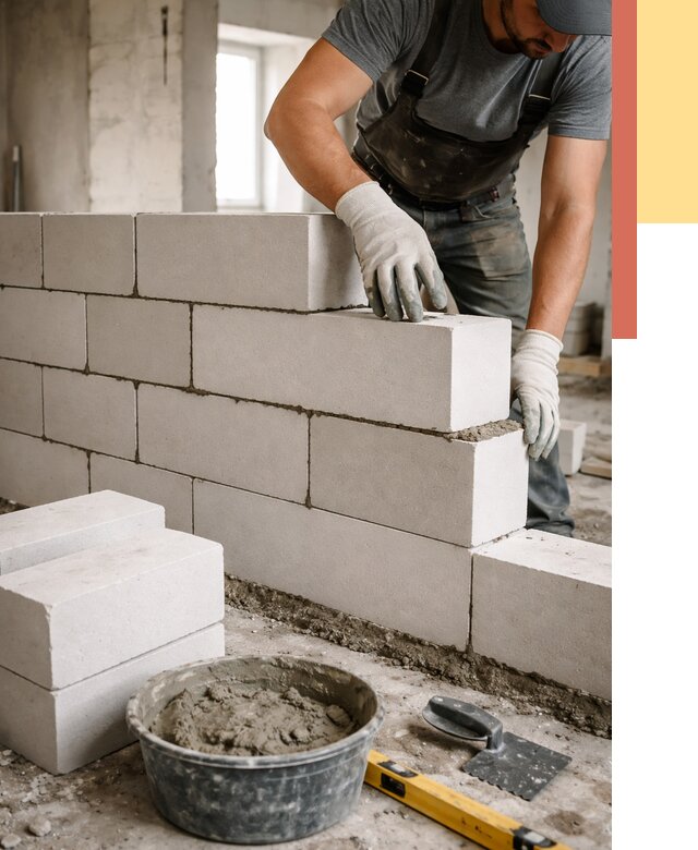 Кладка перегородок из силикатного блока в Пскове от 4060 руб. под ключ | ОТДЕЛОЧНИК-Пск