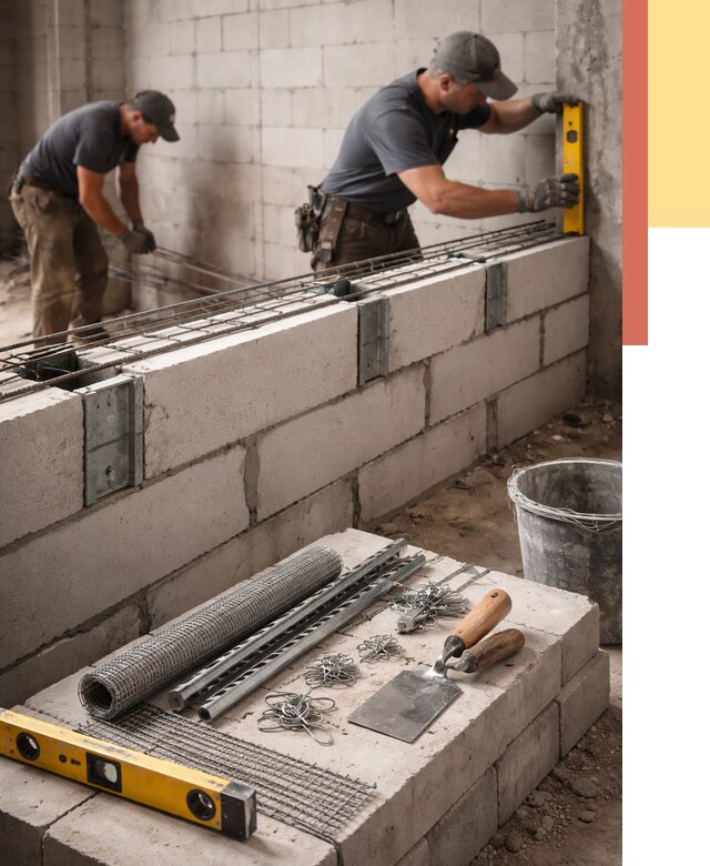 Армирование кладки перегородок в Пскове от 761 руб. под ключ | ОТДЕЛОЧНИК-Пск