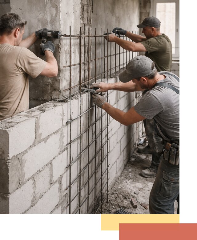 Армирование кладки перегородок в Пскове профессионально и надёжно