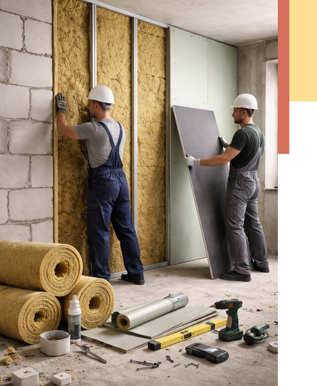 Шумоизоляция перегородок из блоков в Пскове от 1878 руб./м² — быстро и недорого | ОТДЕЛОЧНИК-Пск