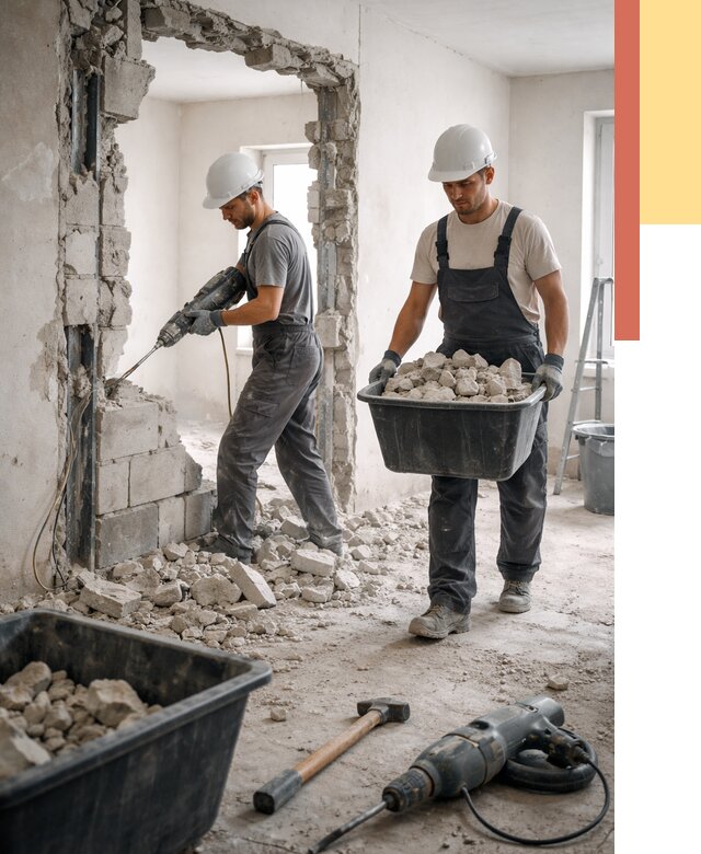 Демонтаж блоковых перегородок в Пскове от 3806 руб. — быстро и недорого | ОТДЕЛОЧНИК-Пск