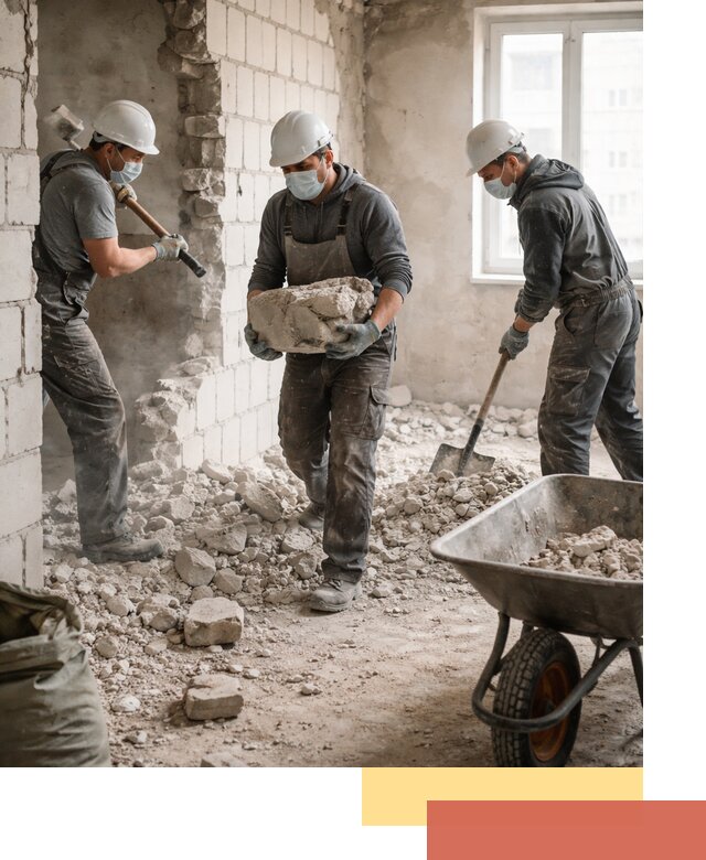 Демонтаж блочных перегородок в Пскове быстро и аккуратно