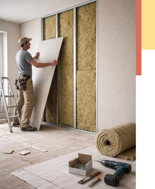 Перегородка из гипсокартона с шумоизоляцией в Пскове от 3167 руб. | ОТДЕЛОЧНИК-Пск