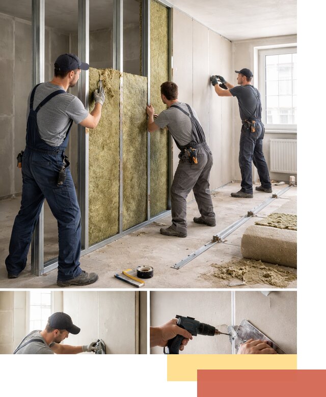 Перегородка из гипсокартона с шумоизоляцией в Пскове — монтаж под ключ