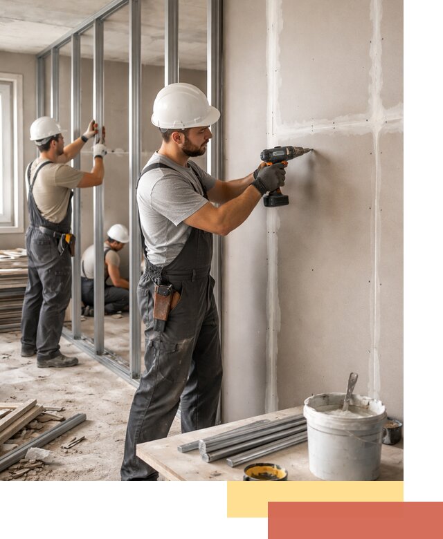 Перегородки из огнестойкого гипсокартона в Пскове под ключ