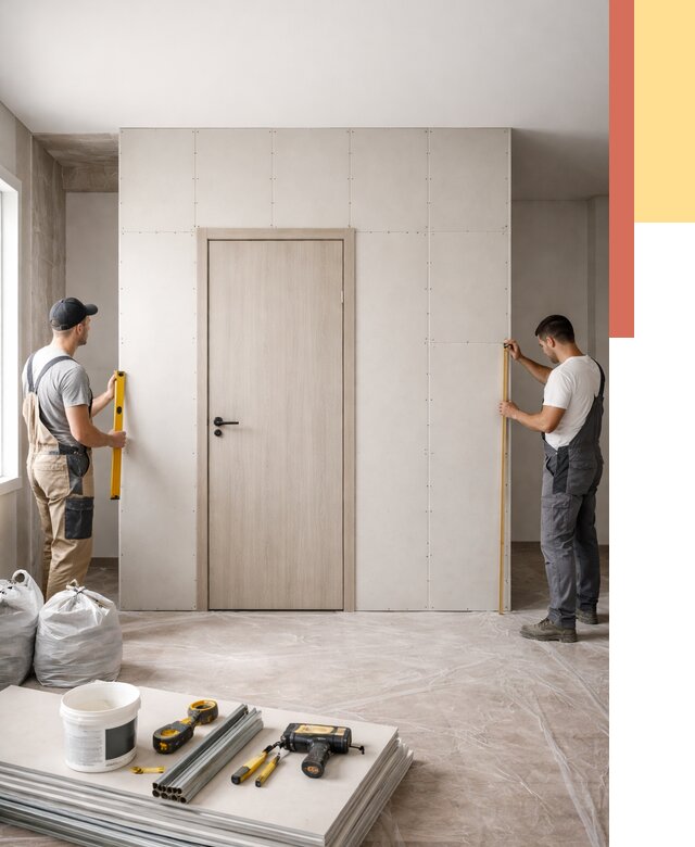 Перегородка из гипсокартона с дверью в Пскове от 4568 руб. под ключ | ОТДЕЛОЧНИК-Пск