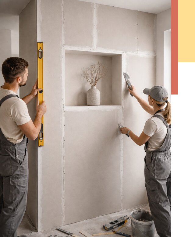 Перегородка из гипсокартона с нишей в Пскове от 3299 руб. под ключ | ОТДЕЛОЧНИК-Пск