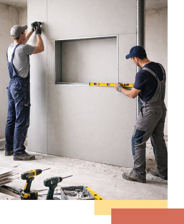 Перегородка из гипсокартона с нишей под декор в Пскове