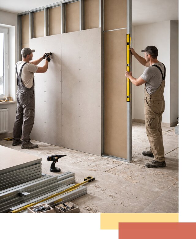 Зонирующая перегородка из гипсокартона под ключ в Пскове