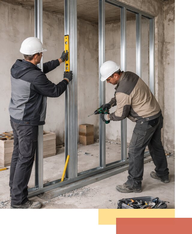 Монтаж каркаса перегородки из профиля в Пскове