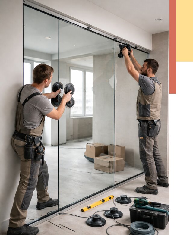 Монтаж стеклянных перегородок в Пскове от 6598 руб. | ОТДЕЛОЧНИК-Пск