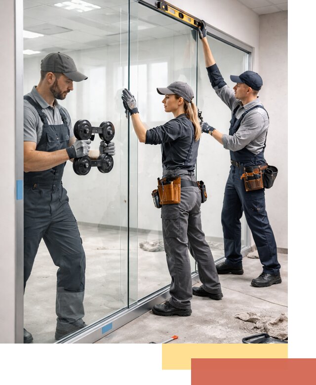 Профессиональный монтаж стеклянных перегородок в Пскове