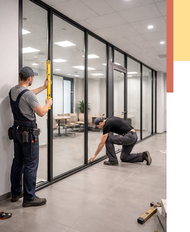 Каркасные стеклянные перегородки в Пскове под ключ от 9338 руб. | ОТДЕЛОЧНИК-Пск