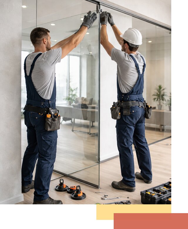 Безрамные стеклянные перегородки под ключ в Пскове