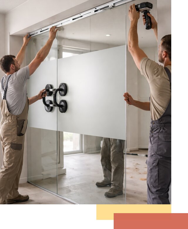 Матовые стеклянные перегородки под ключ в Пскове